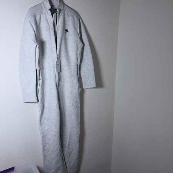 Nike Pants - Nike Tech Fleece Jumpsuit large Grey New Full Zip Mock Neck Long Sleeve Sporty